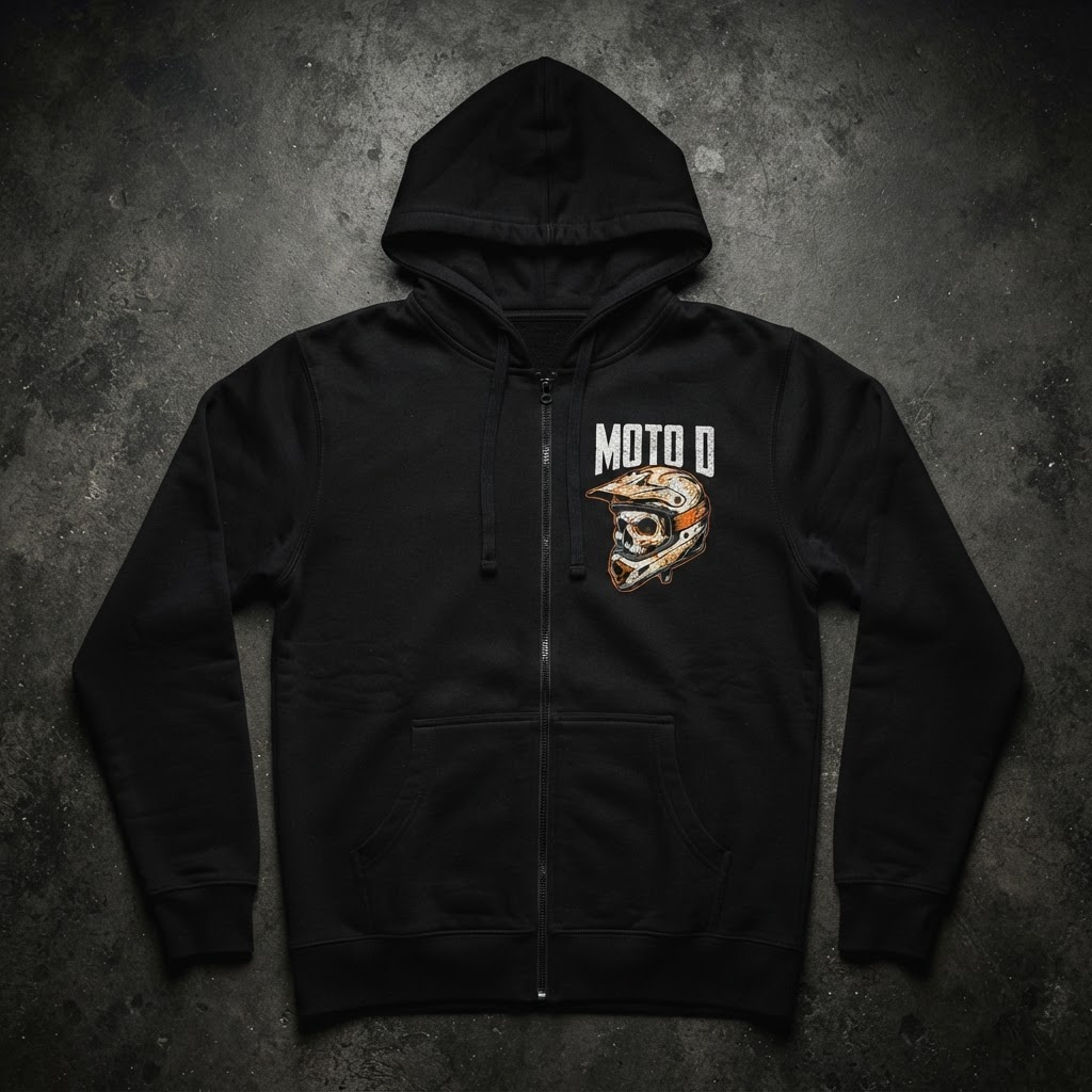 Skull Rider Zip Hoodie — Black